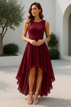 Women's High-Low Dress Wedding Guest Lace Sleeveless Elegant