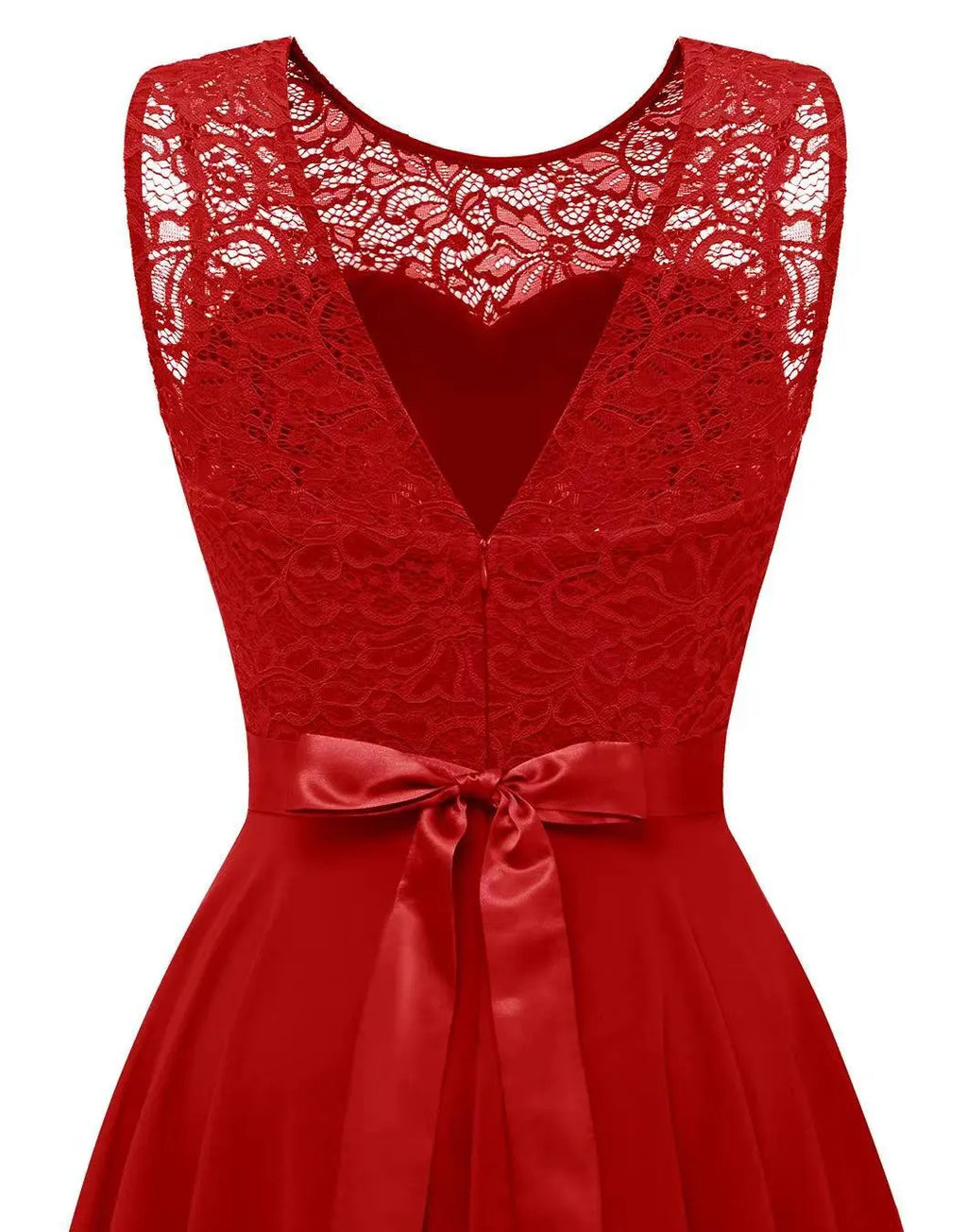 Women's High-Low Dress Wedding Guest Lace Sleeveless Elegant