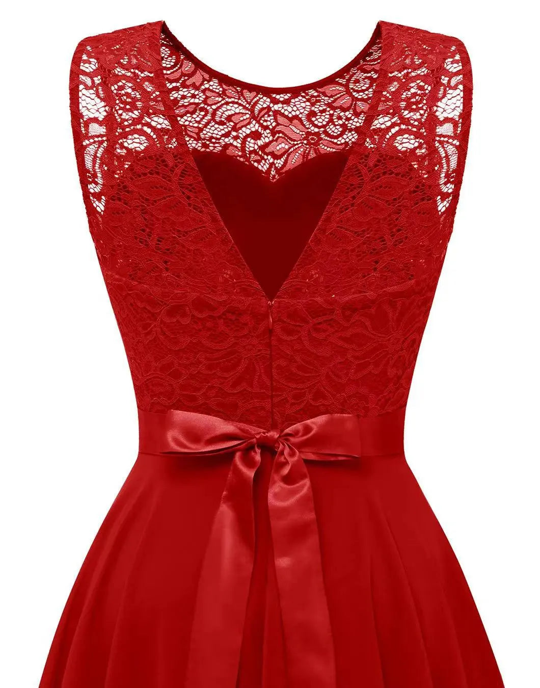 Women's High-Low Dress Wedding Guest Lace Sleeveless Elegant