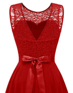 Women's High-Low Dress Wedding Guest Lace Sleeveless Elegant