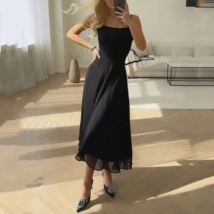 Women's Square Neck Midi Dress Wedding Guest A-Line