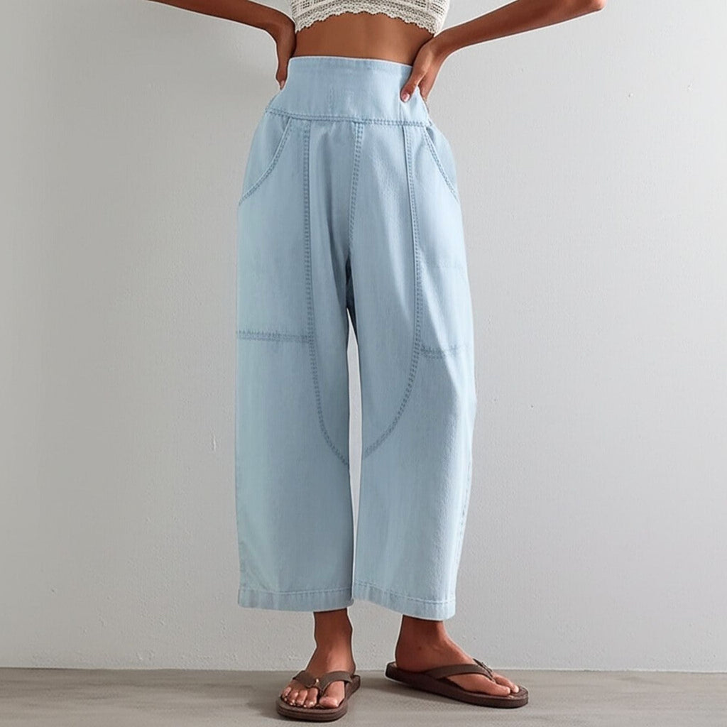 Women's Wide Leg Pants High Waisted Smocked Casual Trousers