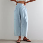 Women's Wide Leg Pants High Waisted Smocked Casual Trousers