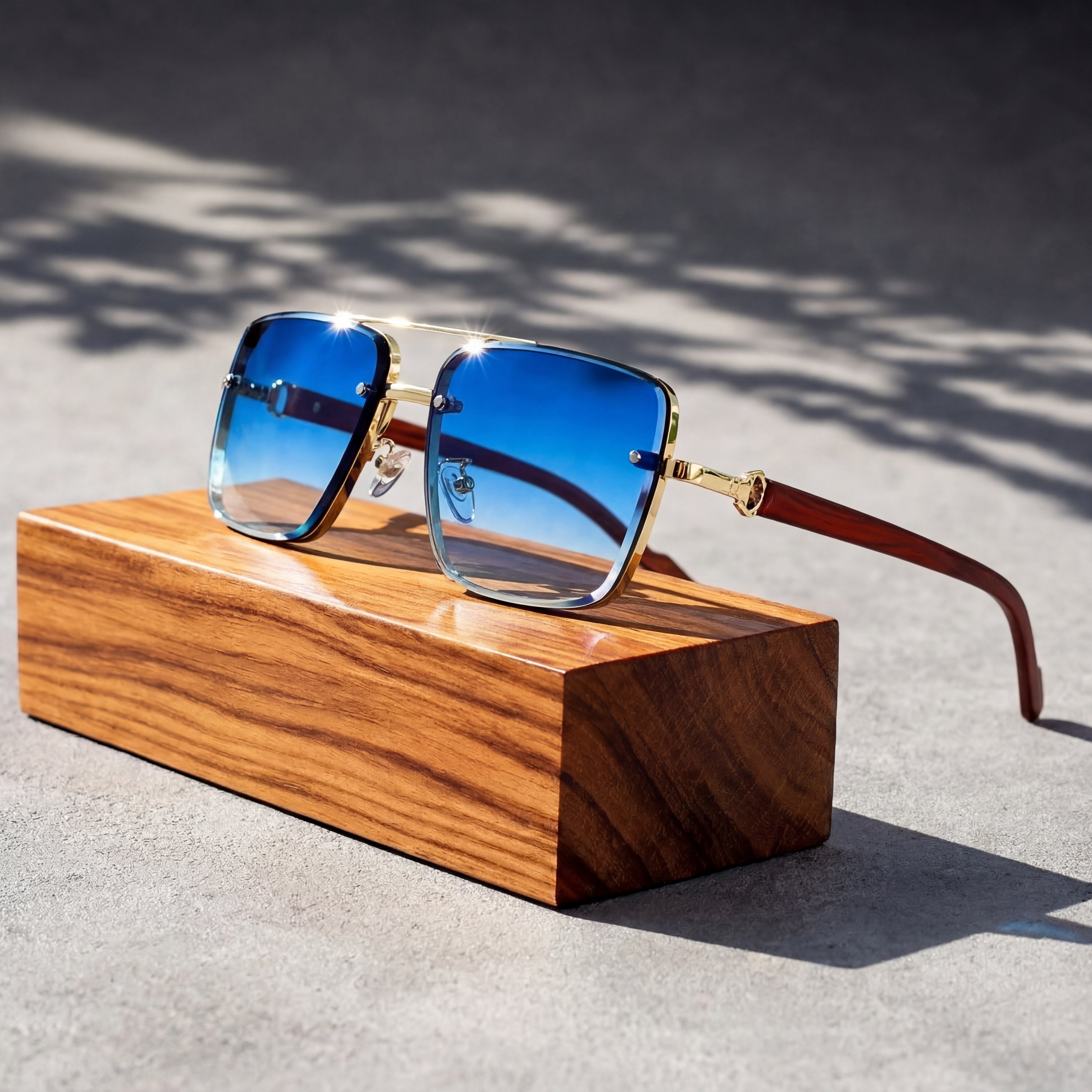 Women's Rimless Sunglasses Square Aviator and Gradient Lens