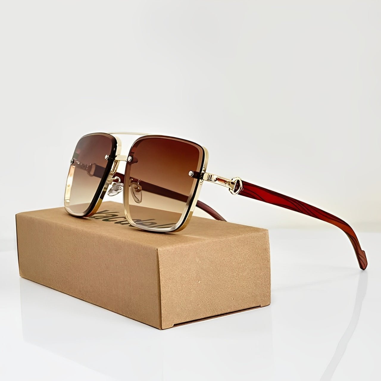 Women's Rimless Sunglasses Square Aviator and Gradient Lens
