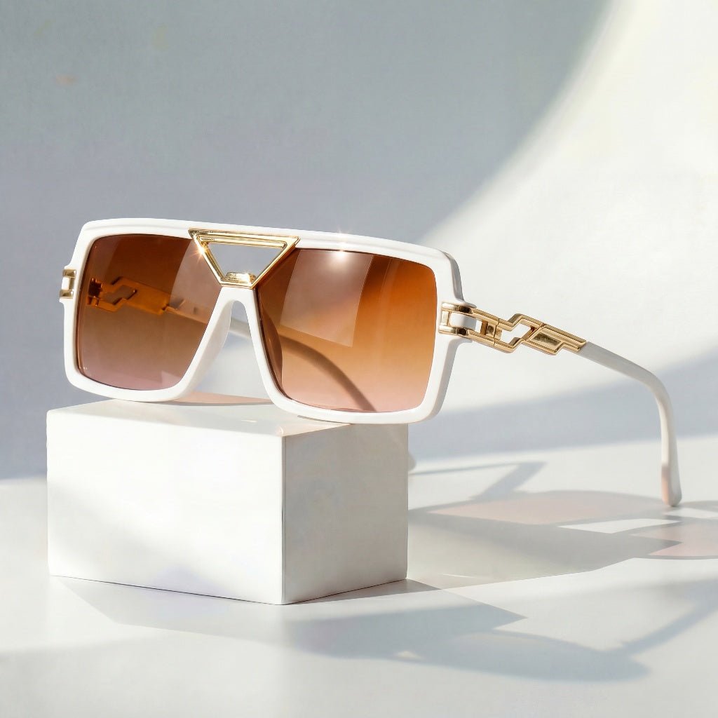 Women's Oversized Sunglasses Retro Square and Chain Link Temples