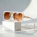 Women's Oversized Sunglasses Retro Square and Chain Link Temples
