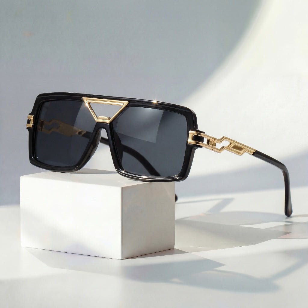 Women's Oversized Sunglasses Retro Square and Chain Link Temples
