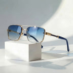 Women's Titanium Sunglasses Retro Square and Gold Frame