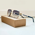 Women's Titanium Sunglasses Retro Square and Gold Frame