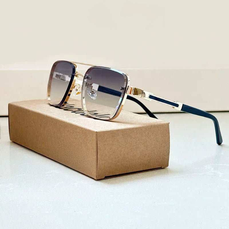 Women's Titanium Sunglasses Retro Square and Gold Frame