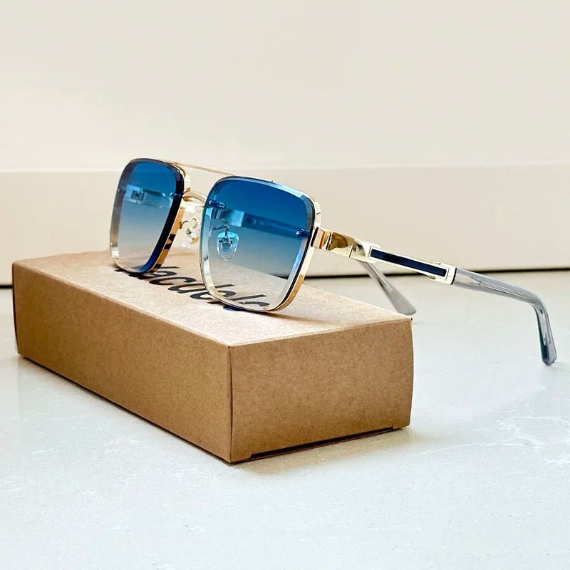Women's Titanium Sunglasses Retro Square and Gold Frame