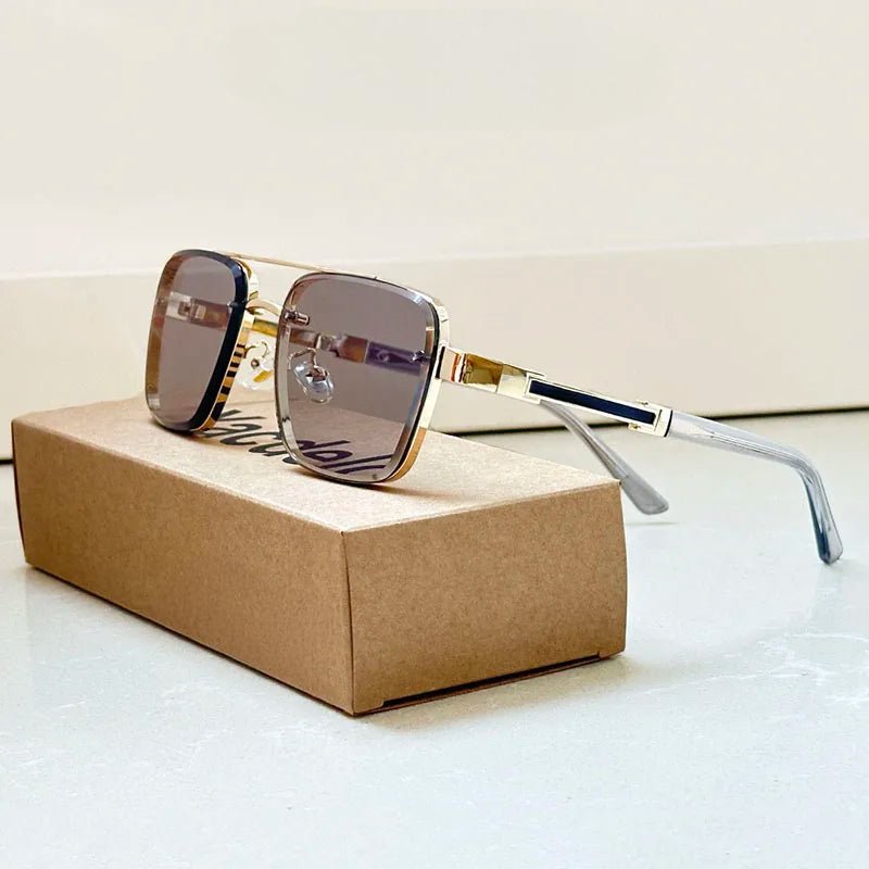 Women's Titanium Sunglasses Retro Square and Gold Frame