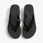 Women's Black Wedge Sandals Platform and Thong Straps
