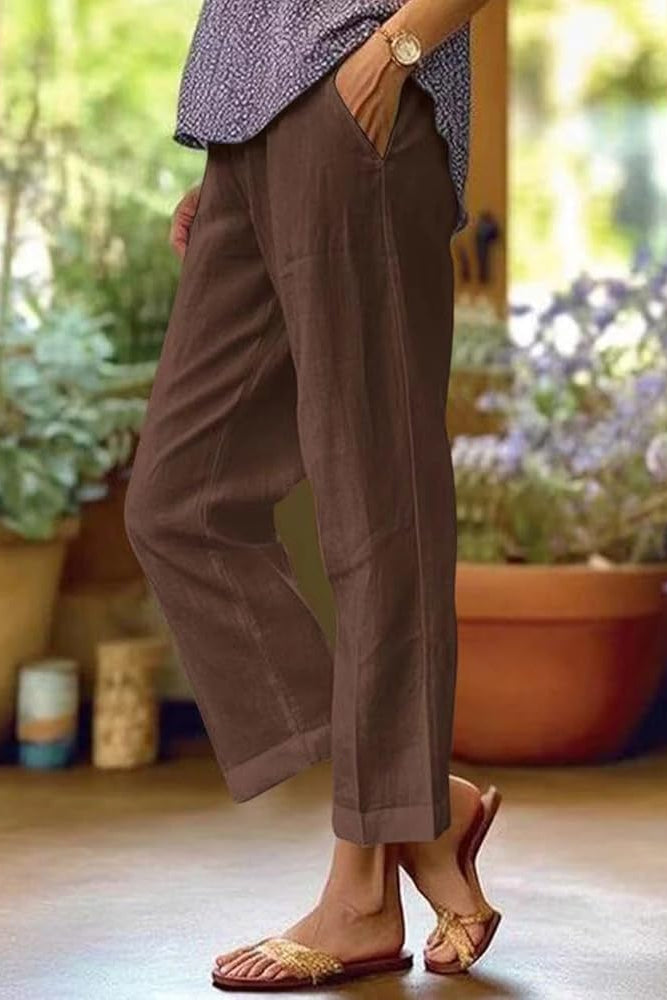 Women's Wide Leg Trousers Cropped Smart Casual