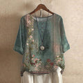 Women's Boho Blouse Floral Print Short Sleeve Casual Top
