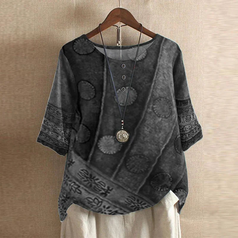 Women's Boho Blouse Floral Print Short Sleeve Casual Top