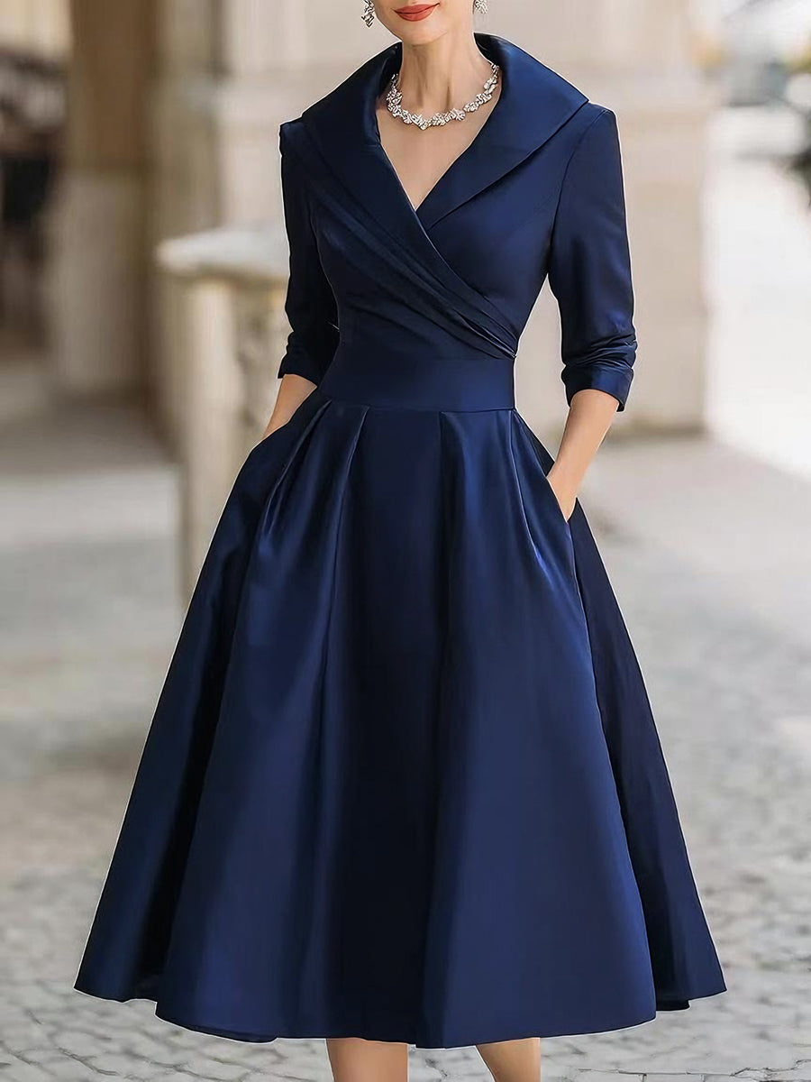 Women's Flowy Midi Dress Tiered V-neck Wedding Guest