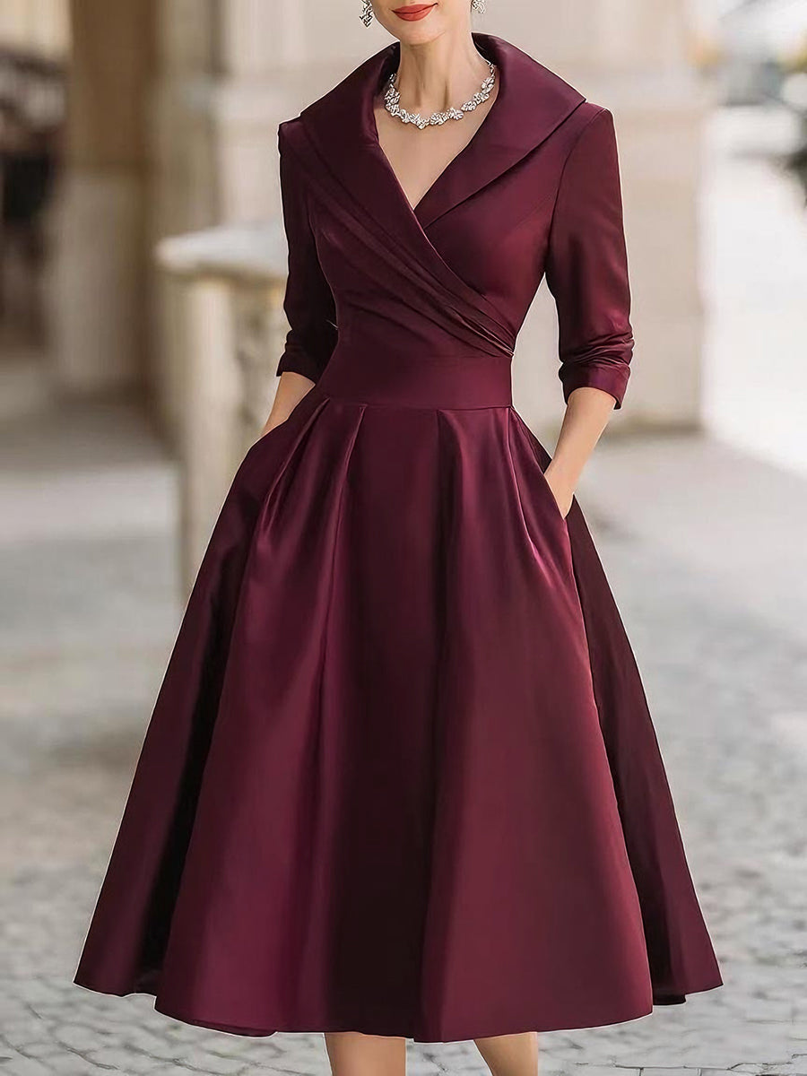 Women's Flowy Midi Dress Tiered V-neck Wedding Guest