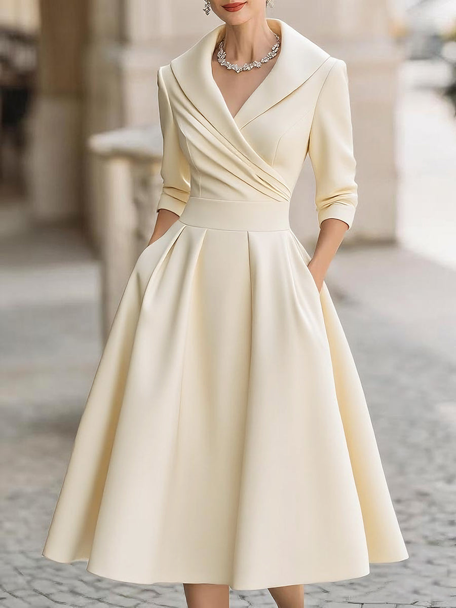 Women's Flowy Midi Dress Tiered V-neck Wedding Guest