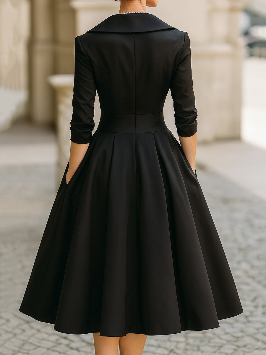 Women's Flowy Midi Dress Tiered V-neck Wedding Guest