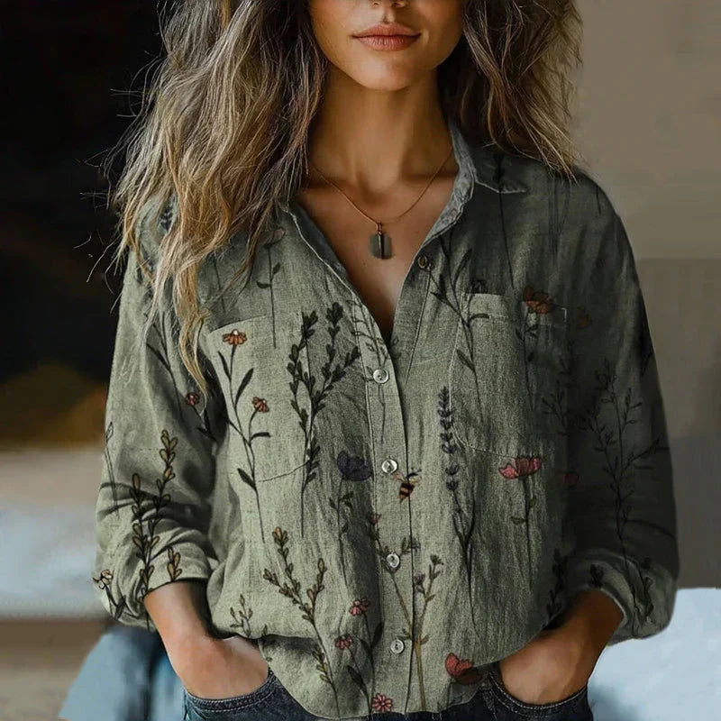 Women's Vintage Blouse Boho Bandana Print Button Up Shirt