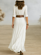 Women's Boho Maxi Dress Elegant Button Up Flowy Long Sleeve