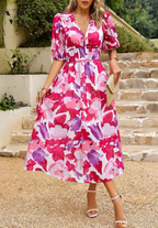 Women's Midi Dress Elegant Casual V-Neck A-Line Dress