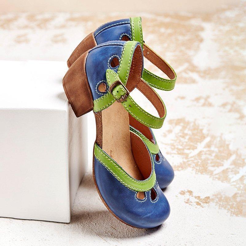 Women's Orthopedic Sandals Closed Toe Low Heel Cutout