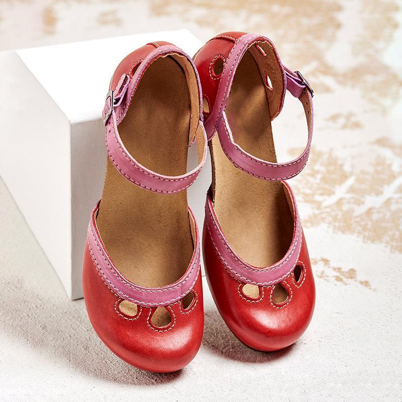 Women's Orthopedic Sandals Closed Toe Low Heel Cutout