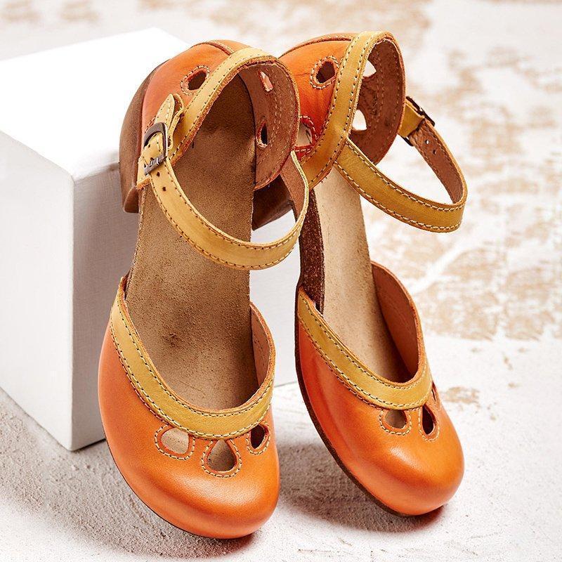 Women's Orthopedic Sandals Closed Toe Low Heel Cutout
