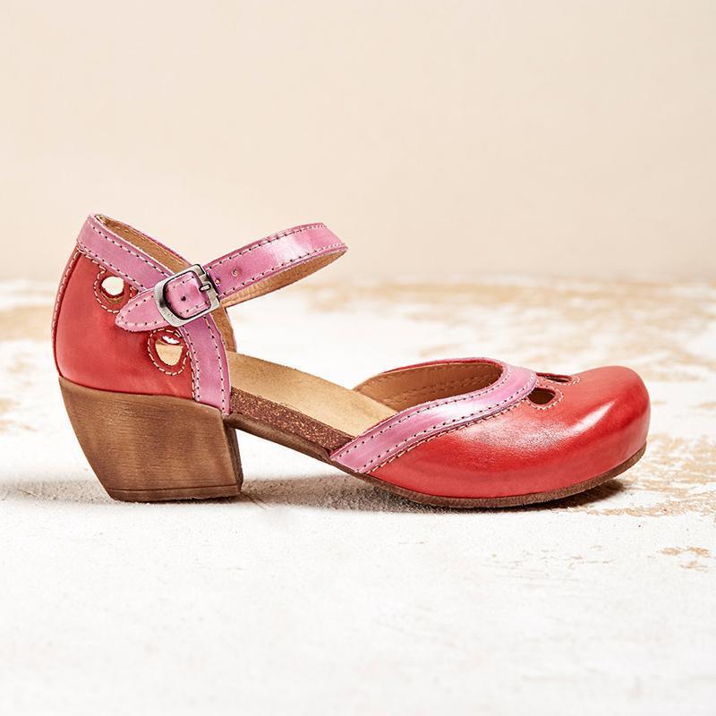 Women's Orthopedic Sandals Closed Toe Low Heel Cutout