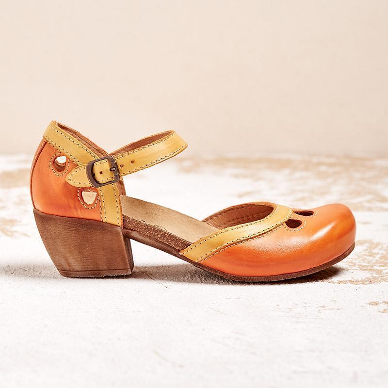 Women's Orthopedic Sandals Closed Toe Low Heel Cutout