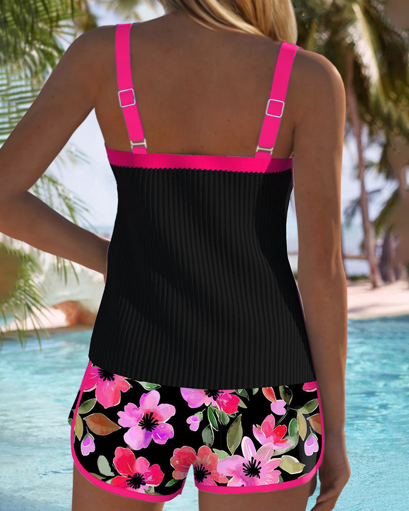 Women's Tummy Control Tankini Set Flattering Floral Bathing Suit
