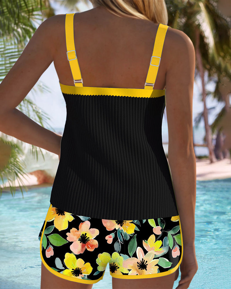 Women's Tummy Control Tankini Set Flattering Floral Bathing Suit