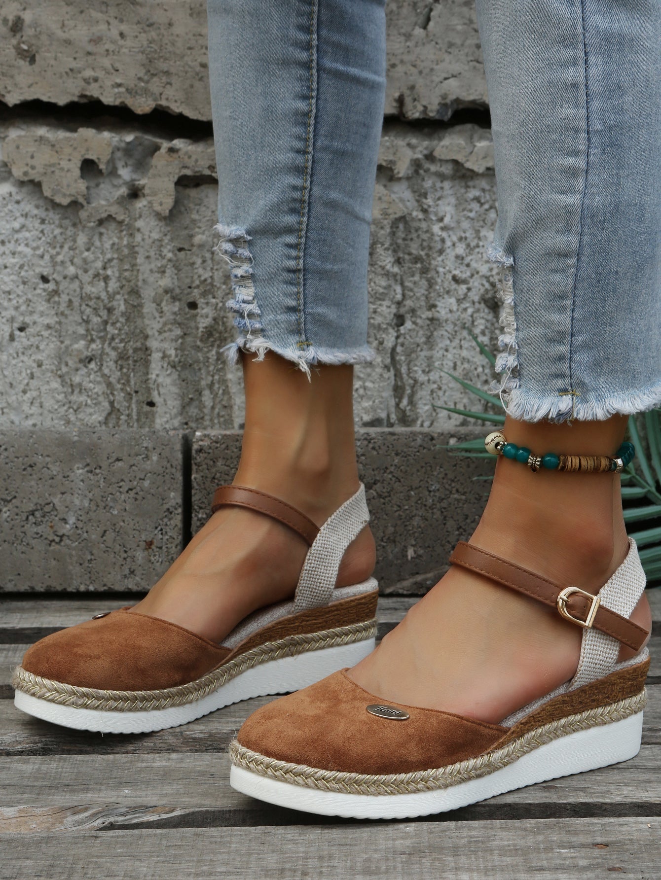 Women's Orthopedic Sandals Closed Toe Woven Espadrille Wedge