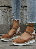Women's Orthopedic Sandals Closed Toe Woven Espadrille Wedge