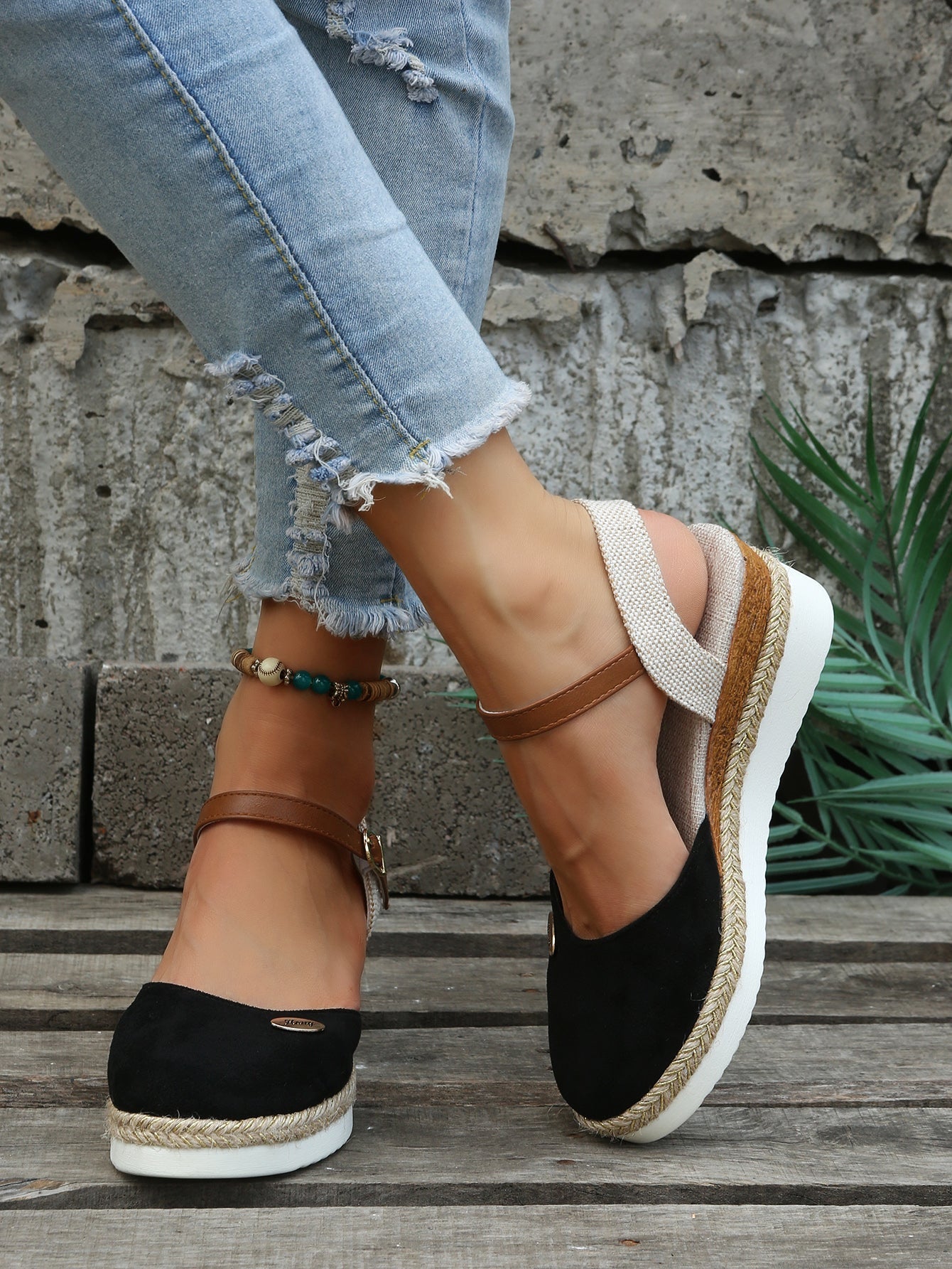 Women's Orthopedic Sandals Closed Toe Woven Espadrille Wedge