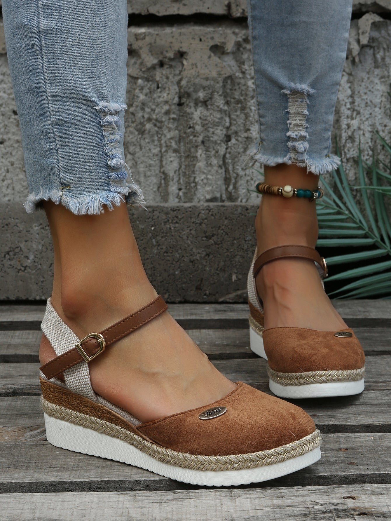 Women's Orthopedic Sandals Closed Toe Woven Espadrille Wedge