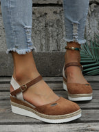 Women's Orthopedic Sandals Closed Toe Woven Espadrille Wedge