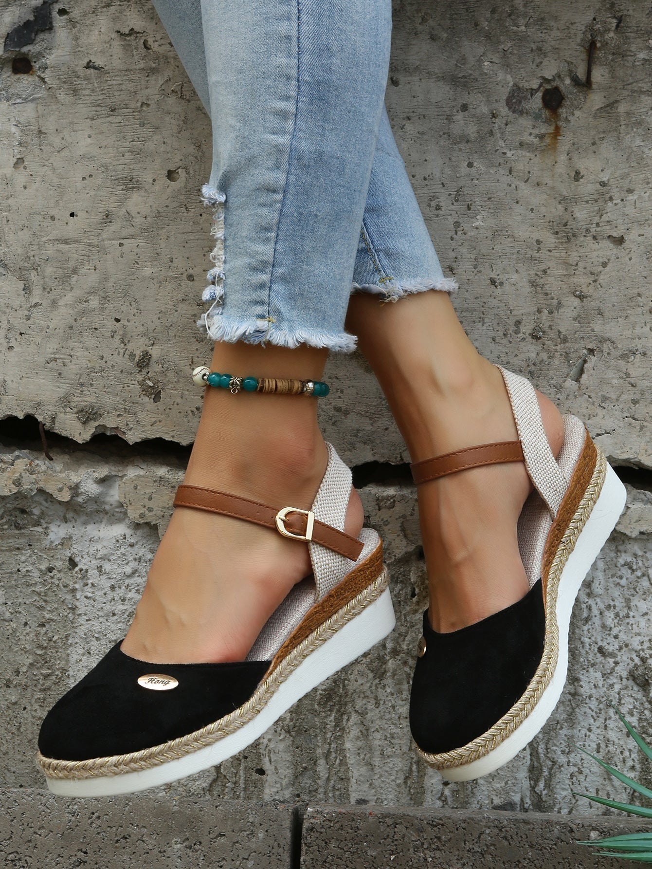 Women's Orthopedic Sandals Closed Toe Woven Espadrille Wedge