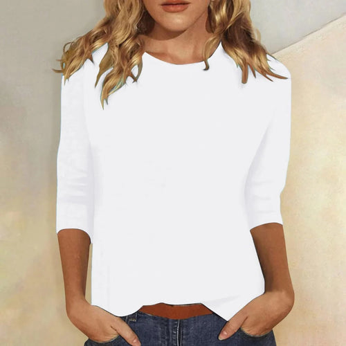 Women's Casual Top Comfort Crew Neck 3/4 Sleeve Minimalist Blouse