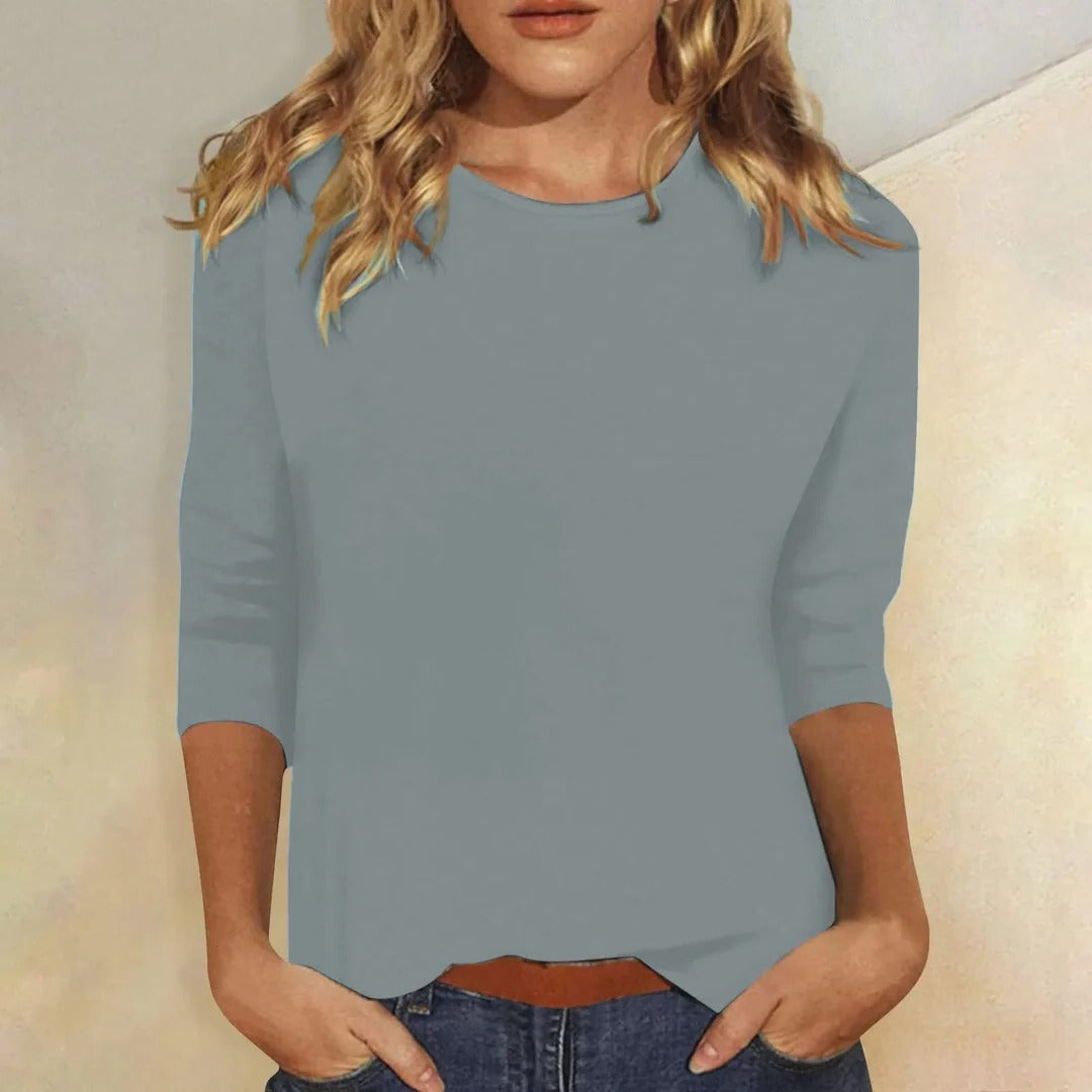 Women's Casual Top Comfort Crew Neck 3/4 Sleeve Minimalist Blouse
