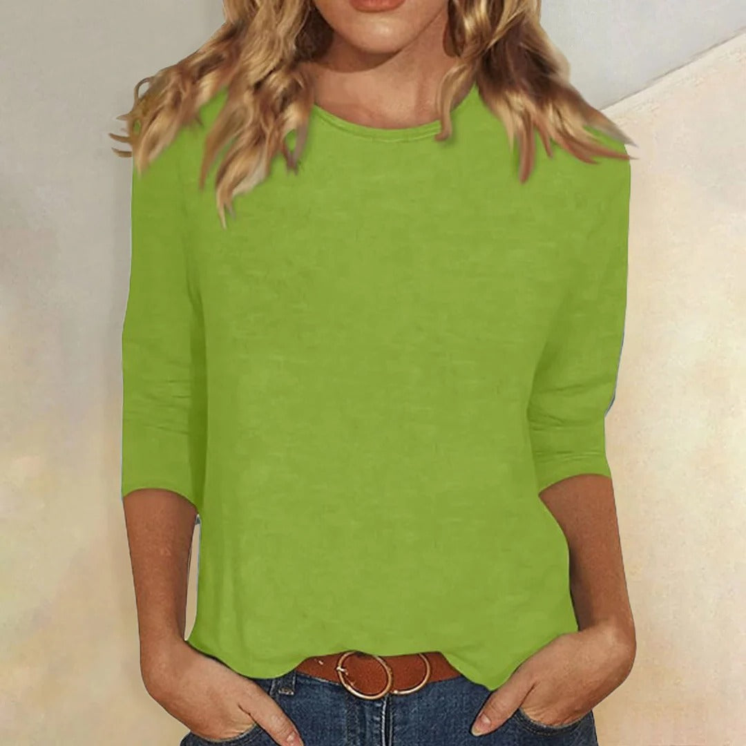 Women's Casual Top Comfort Crew Neck 3/4 Sleeve Minimalist Blouse