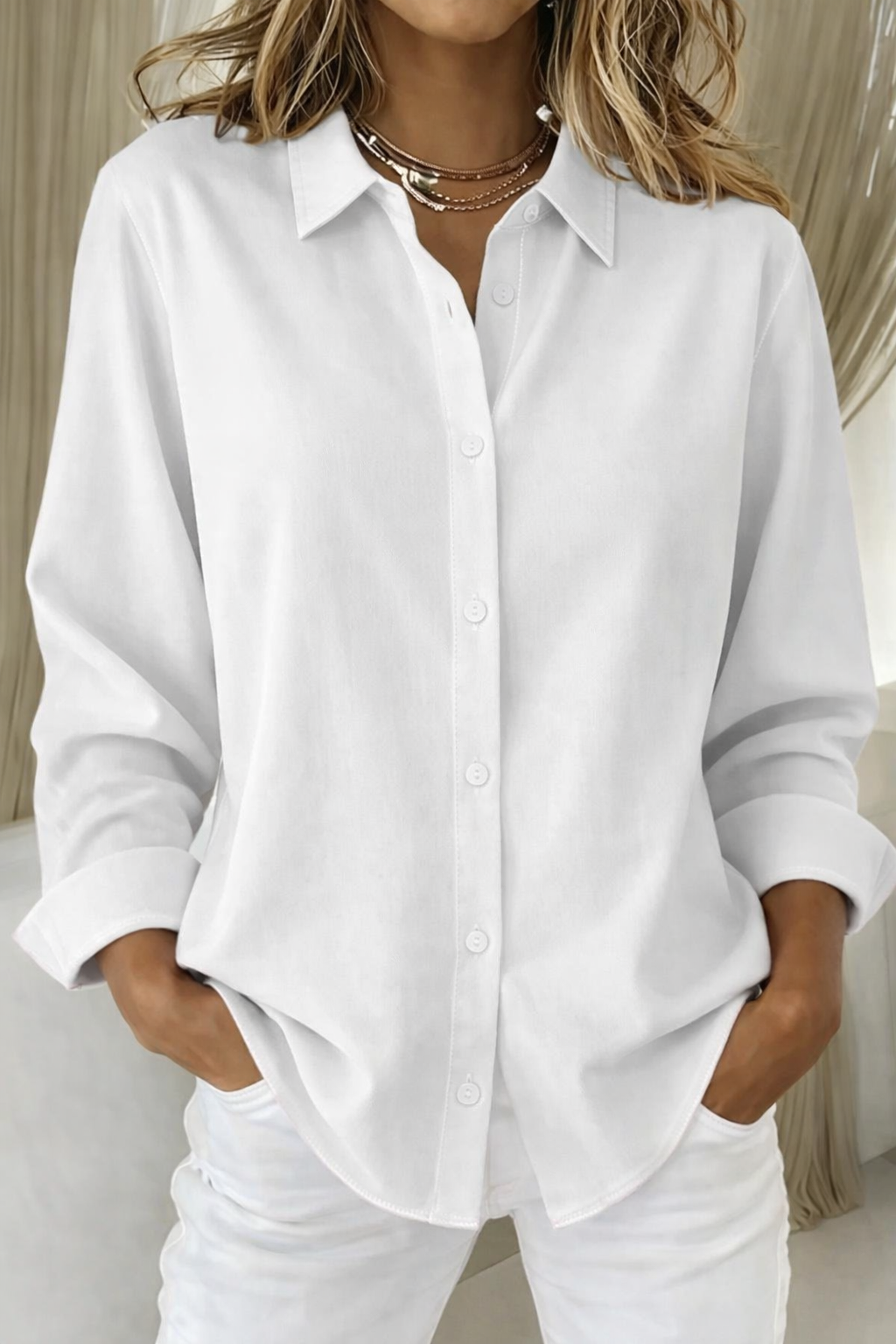 Women's Button-Down Blouse Casual Long Sleeve Shirt