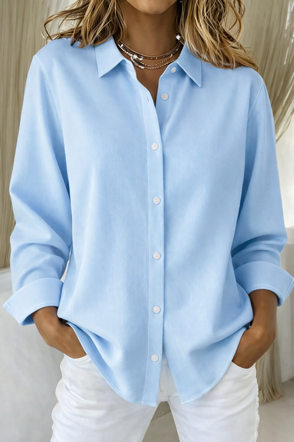Women's Button-Down Blouse Casual Long Sleeve Shirt
