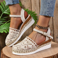Women's Orthopedic Boho Sandals Closed Toe Crochet Espadrille Wedge