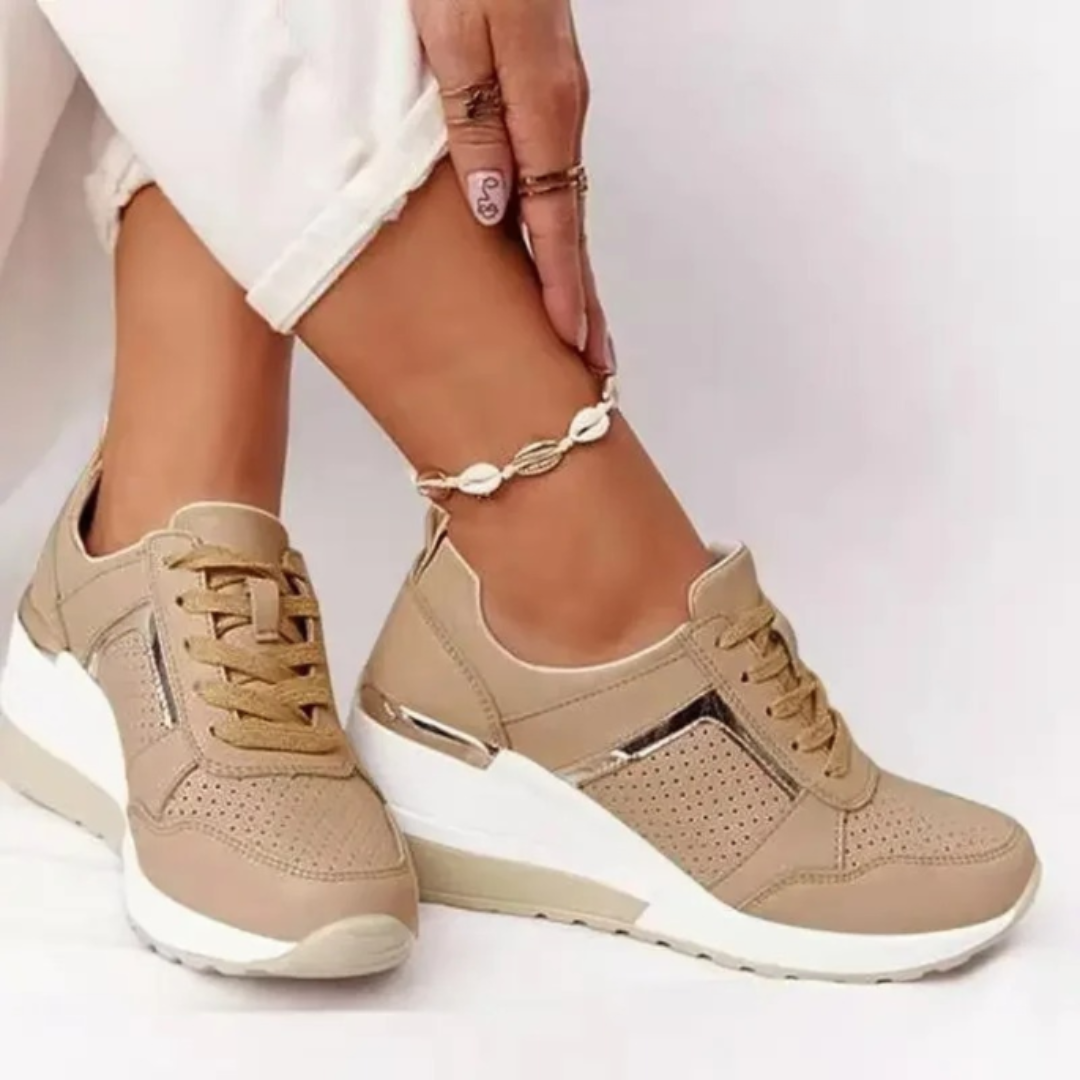 Women's Orthopedic Sneakers Comfortable Lace-Up Wedge Platform