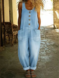 Women's Loose Jumpsuit Casual Sleeveless Denim Overalls