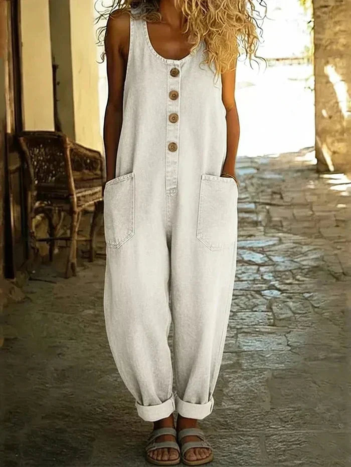 Women's Loose Jumpsuit Casual Sleeveless Denim Overalls